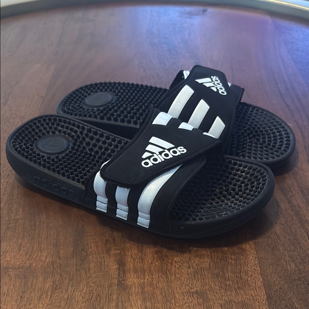 adidas Black & White Kids Slide Sandals